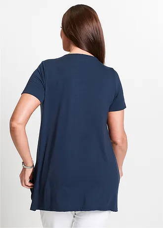 Longshirt met viscose, Kleur: donkerblauw