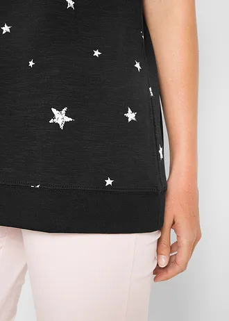 Licht katoenen shirt, halflange mouw • zwart gedessineerd • bonprix online shop