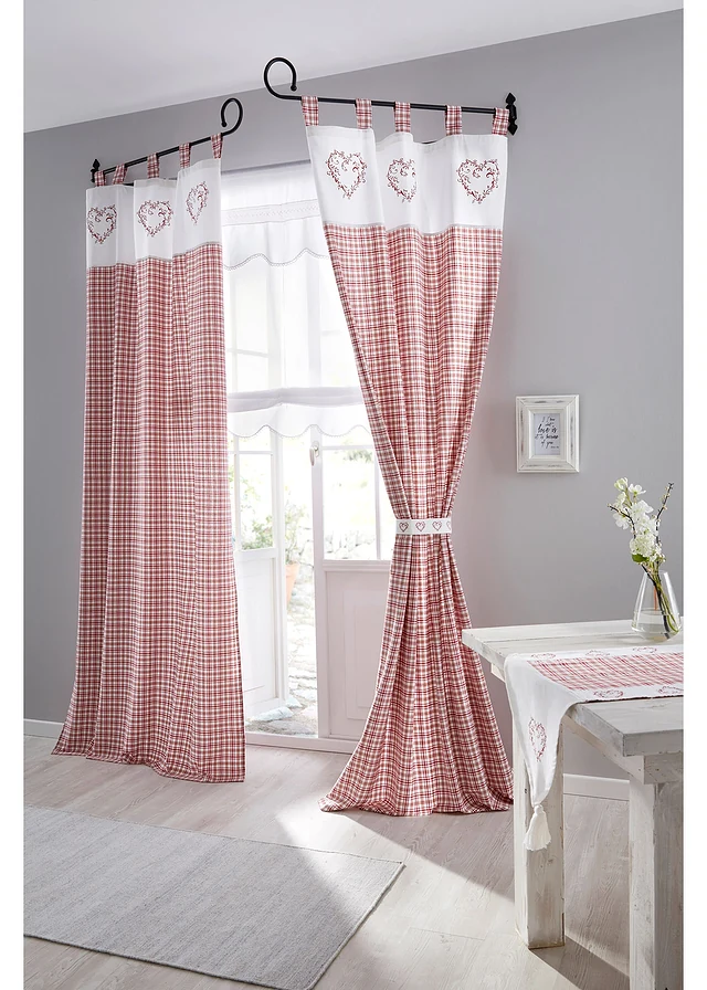 Rideau panneau avec embrasse (1 pce) • rouge carreaux • product-page.page-title-suffix