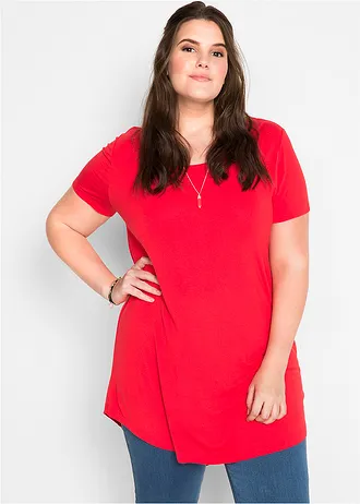 Longshirt, korte mouw, Kleur: aardbeirood