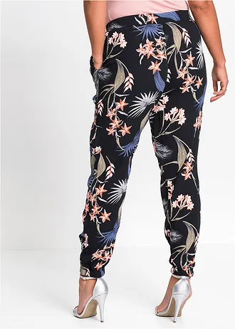 Široké kalhoty, barva: czarny z nadrukiem