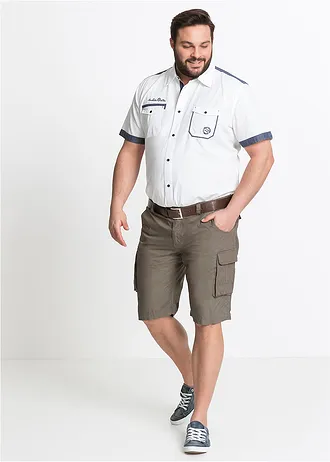 Cargo bermudy z čisté bavlny, Relaxed Fit, barva: khaki kostkované