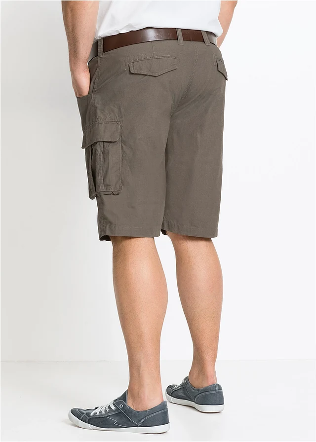Cargo bermudy z čisté bavlny, Relaxed Fit, barva: khaki kostkované