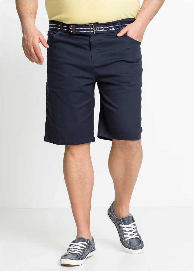 Classic fit stretch bermuda, Kleur: donkerblauw