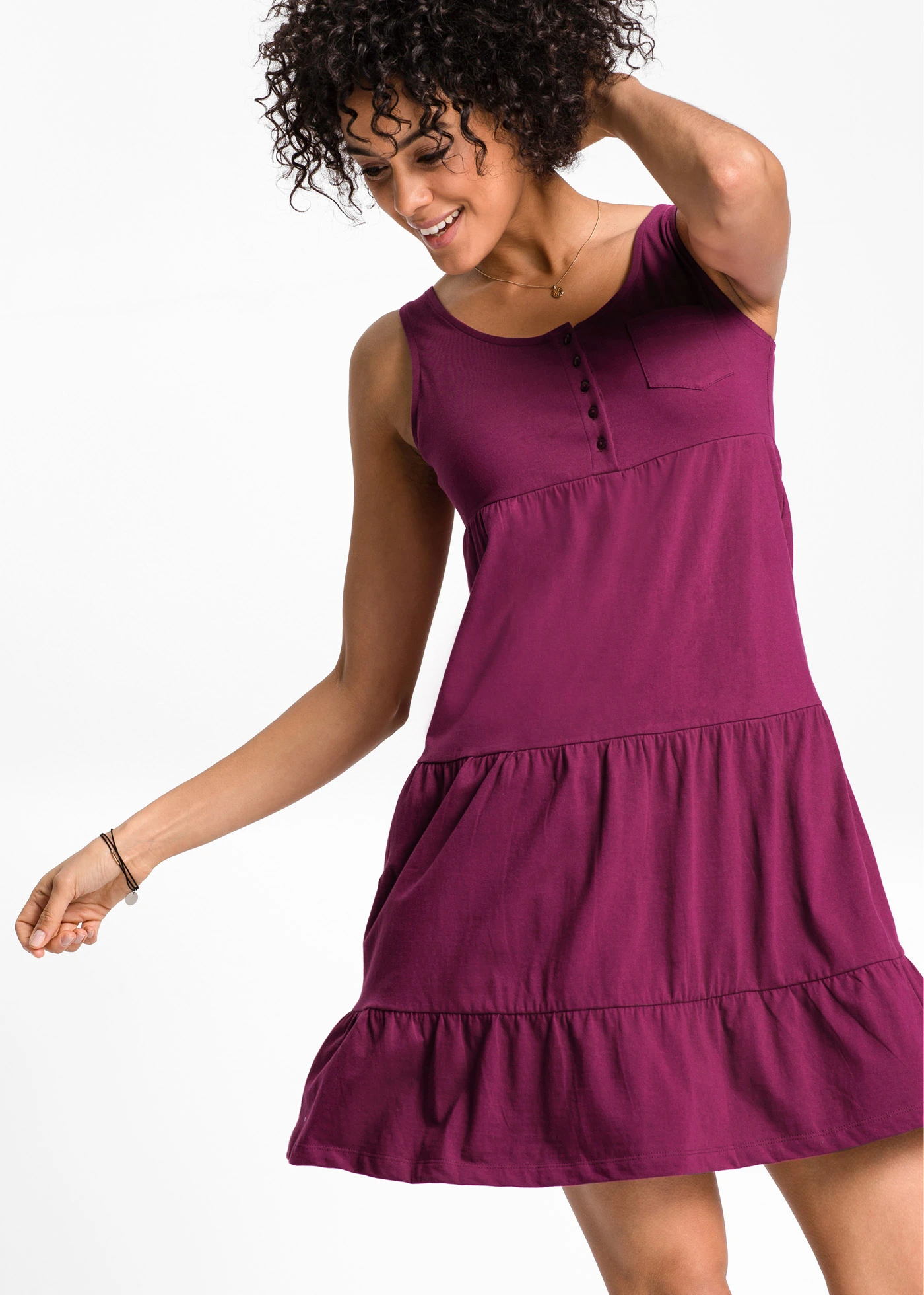 Rochie scurtă din jerse din bumbac • mov • magazin bonprix