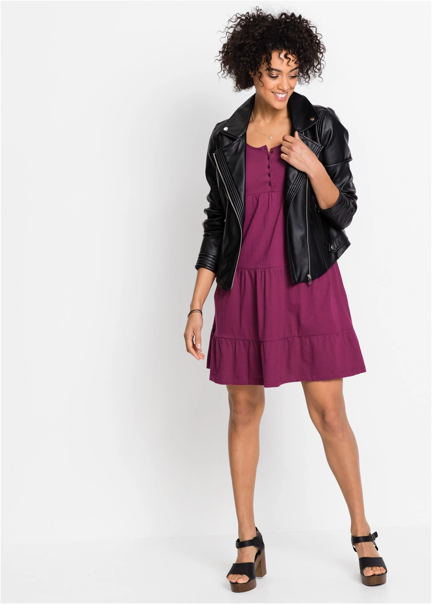 Jurk van katoen-jersey, petite • bessen • bonprix online shop