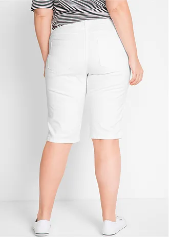 Stretch bermuda (set van 2), Kleur: wit+blue bleached