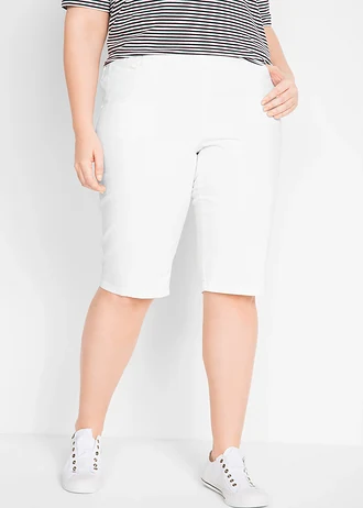 Lot de 2 bermudas extensibles, Couleur: blanc / denim bleu clair