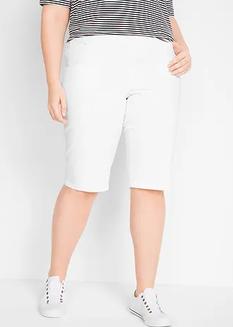 Stretch bermuda (set van 2), Kleur: wit+blue bleached