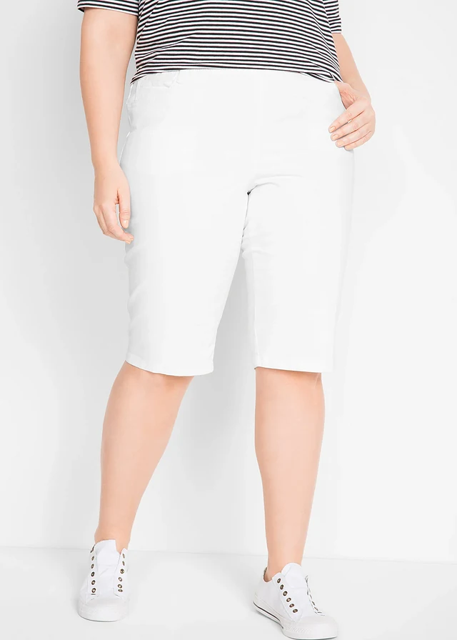 Lot de 2 bermudas extensibles, Couleur: blanc / denim bleu clair