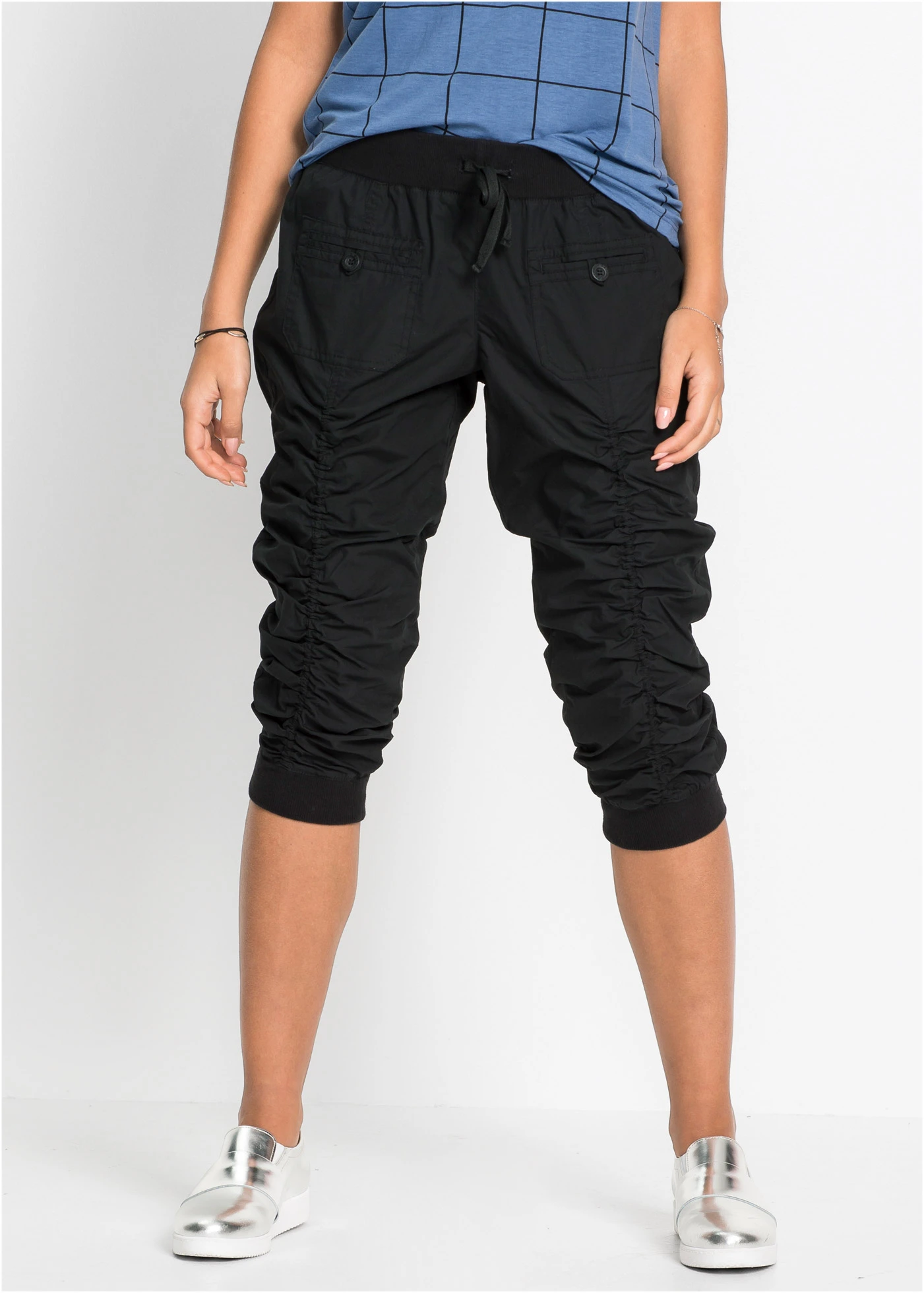 Comfortabele 3/4 broek van puur katoen • zwart • bonprix online shop