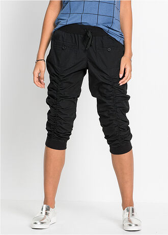 Comfortabele 3/4 broek van puur katoen, Kleur: zwart