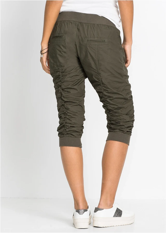 Comfortabele 3/4 broek van puur katoen, Kleur: olijfgroen