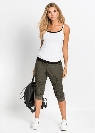 Comfortabele 3/4 broek van puur katoen • olijfgroen • bonprix online shop