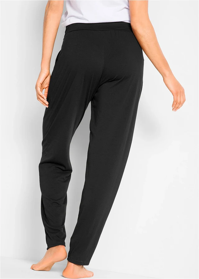 Loungewear harembroek met viscose, Kleur: zwart