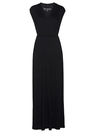 Jersey maxi jurk met viscose, Kleur: zwart