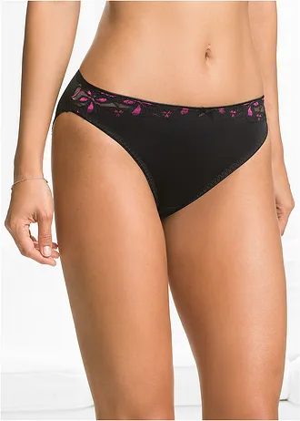 Slip (set van 3), Kleur: zwart-pink+zwart-grijs+zwart-turkoois