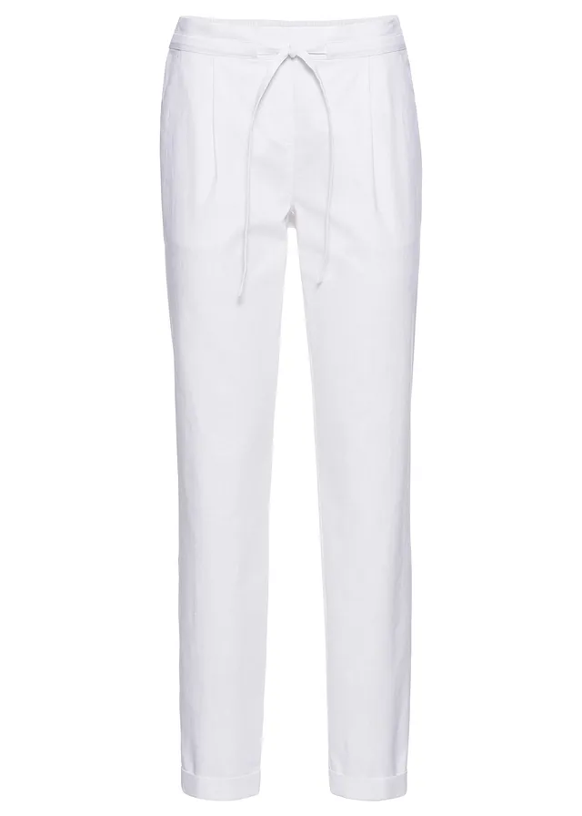 Pantalon en lin mélangé • blanc • Boutique bonprix
