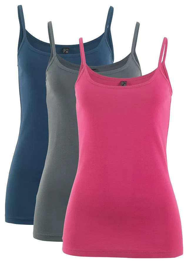 Top s tenkými ramienkami z čistej bavlny (3 ks v balení)