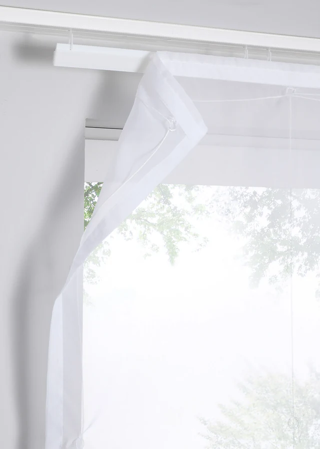 Transparant vouwgordijn van lichte voile, Kleur: wit
