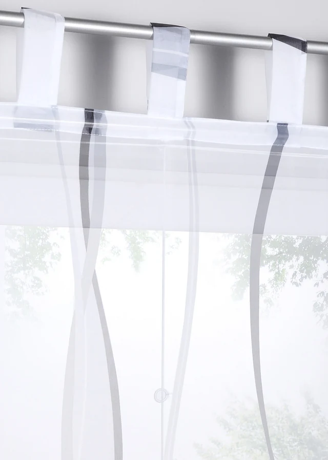 Store bateau avec imprimé vague, Couleur: blanc-argenté