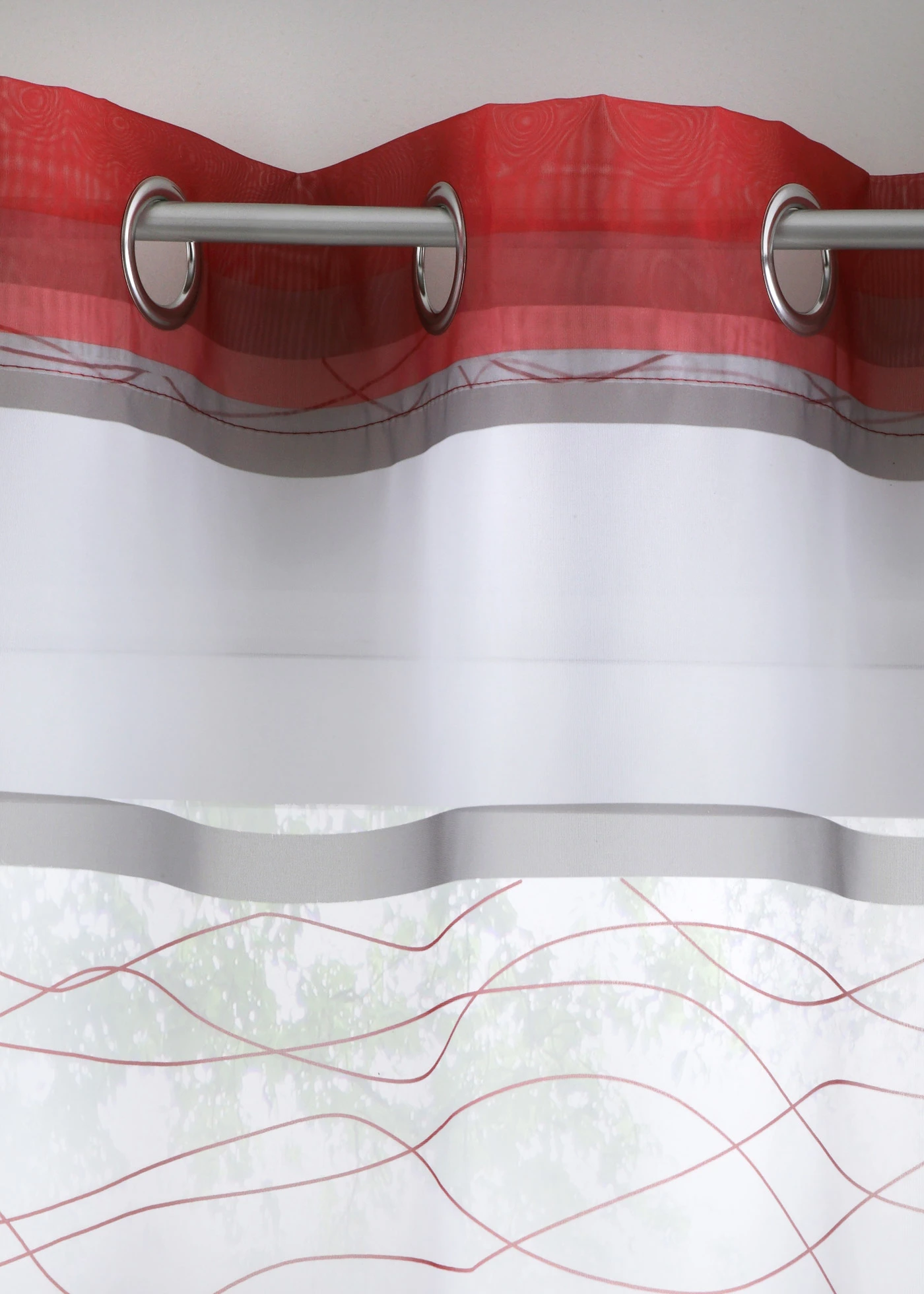 Transparant gordijn met gerecycled polyester (1 stuk) • rood • bonprix online shop