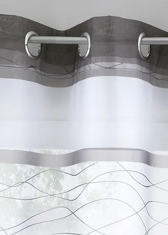 Transparant gordijn met gerecycled polyester (1 stuk), Kleur: grijs
