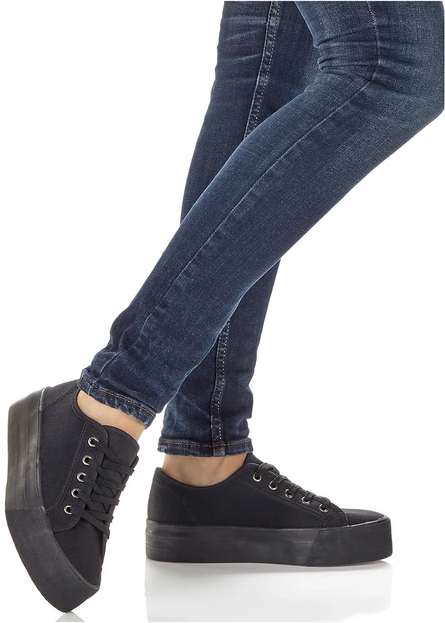 Plateau sneakers van katoen-canvas • zwart • product-page.page-title-suffix