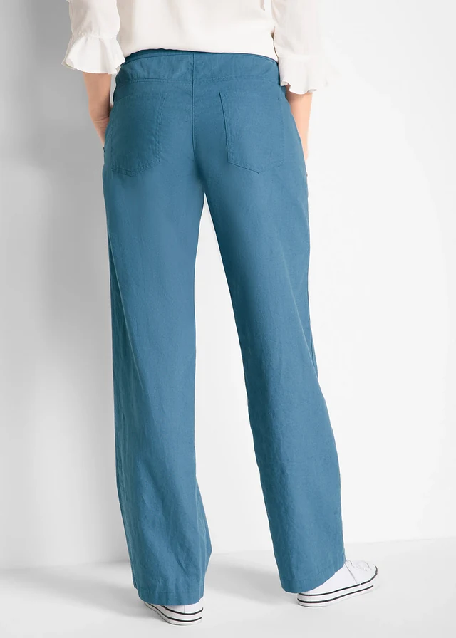 Wijde broek met linnen • jeansblauw • product-page.page-title-suffix