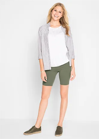 Biker short (set van 2), Kleur: olijfgroen+zwart