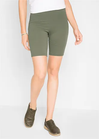 Biker short (set van 2), Kleur: olijfgroen+zwart