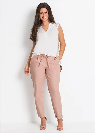 Pantalon en lin mélangé, Couleur: rose vintage
