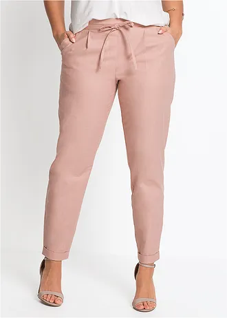 Pantalon en lin mélangé, Couleur: rose vintage