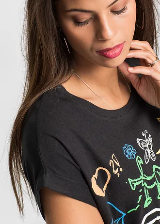 Tricou cu imprimeu • negru cu imprimeu • magazin bonprix