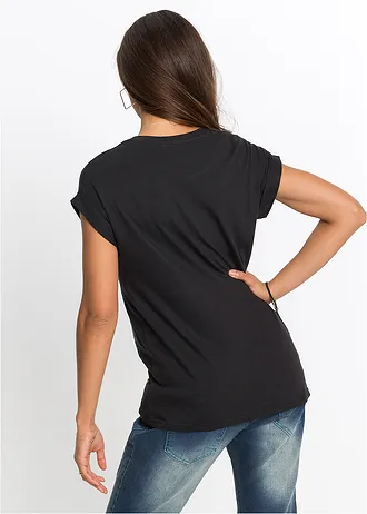 Tricou cu imprimeu, culoare: negru cu imprimeu
