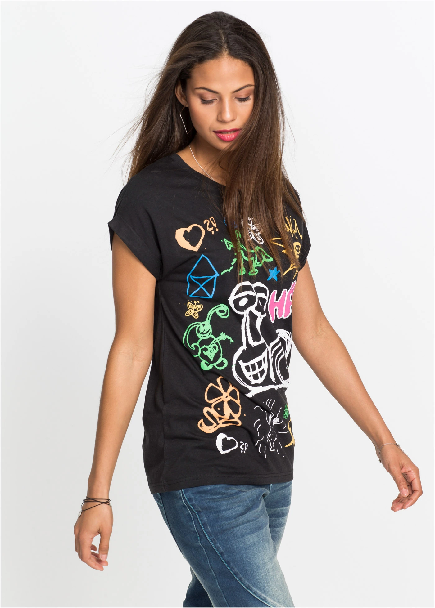 Tricou cu imprimeu • negru cu imprimeu • magazin bonprix