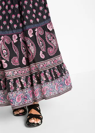 Jupe longue 100% coton • noir imprimé • Boutique bonprix