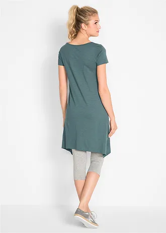 Korte, katoenen shirtjurk van slub garen • eucalyptusgroen • bonprix online shop