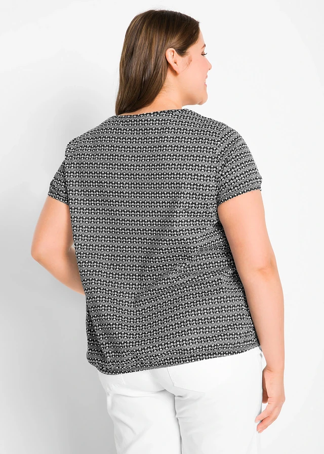 T-shirt 100% coton, Couleur: noir imprimé graphique