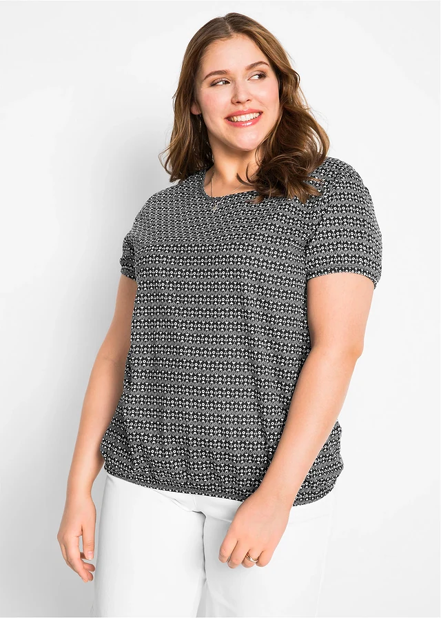T-shirt 100% coton, Couleur: noir imprimé graphique