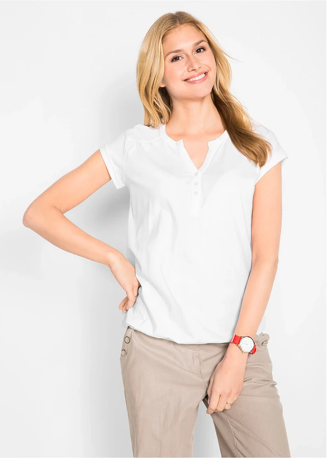 Katoenen shirt, korte mouw • wit • product-page.page-title-suffix