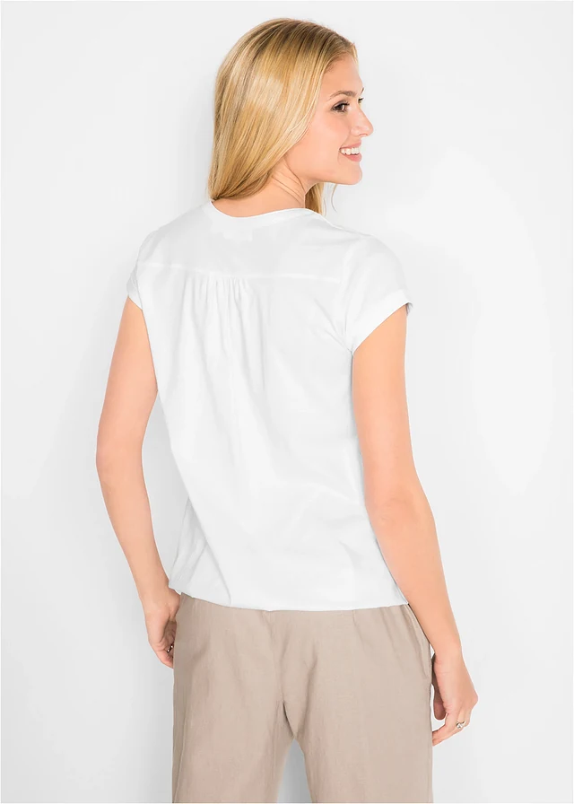Katoenen shirt, korte mouw, Kleur: wit