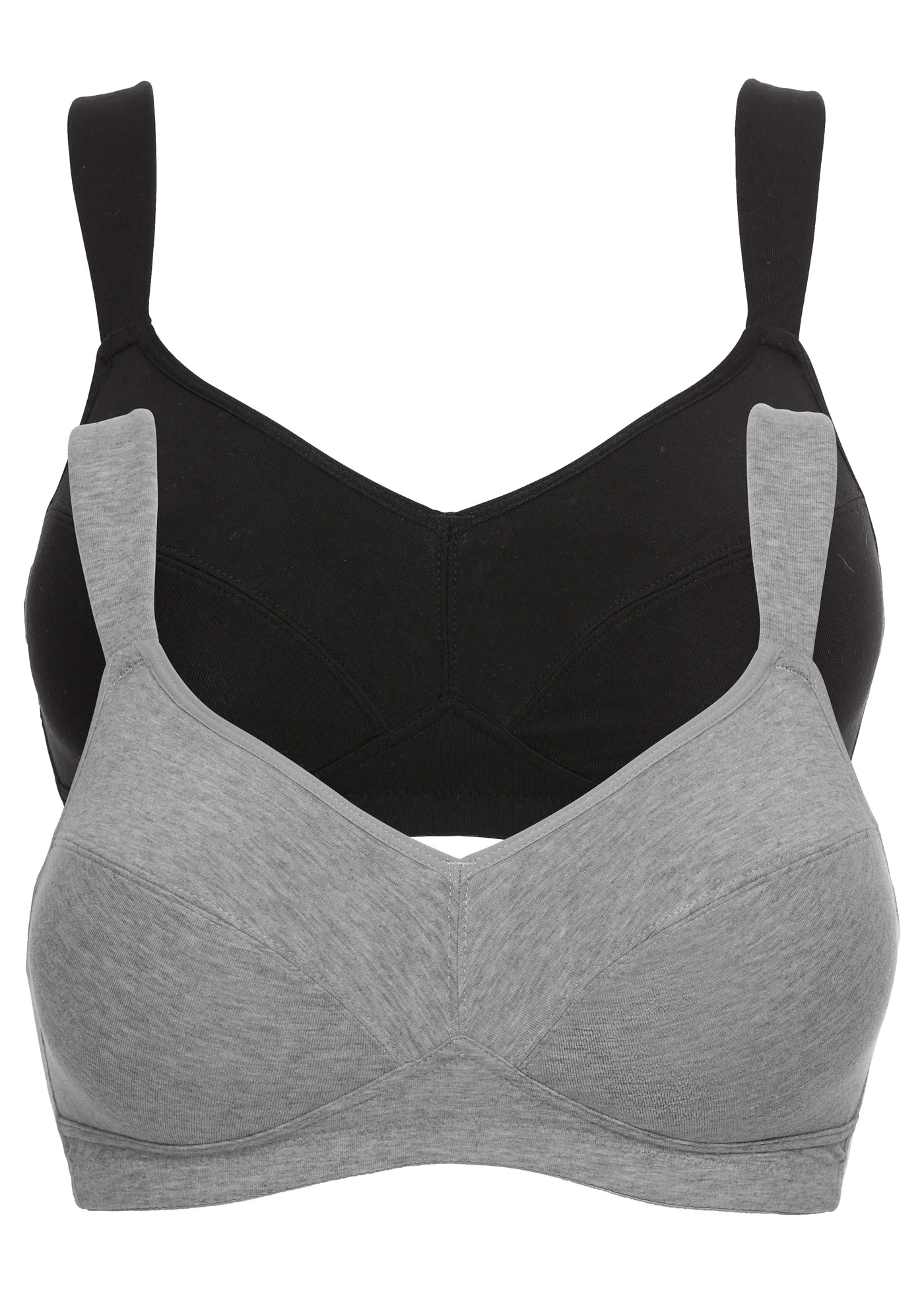 Bh zonder beugels (set van 2) met biologisch katoen • zwart+lichtgrijs gemêleerd • bonprix online shop