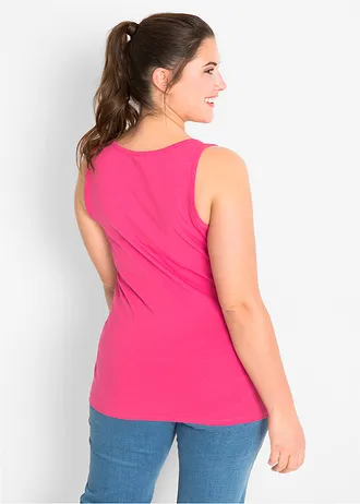 Stretch tanktop (set van 2), Kleur: donkerblauw - donkerpink