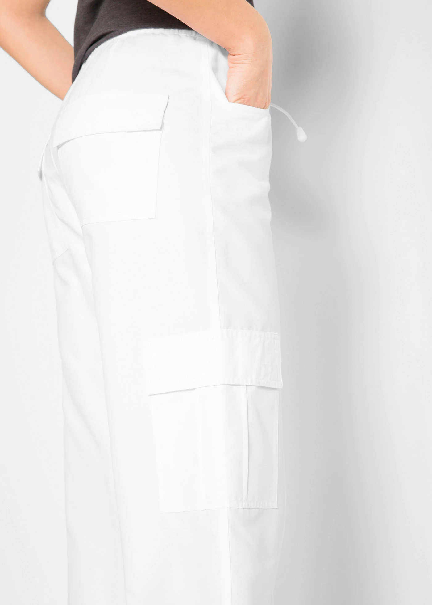 Spodnie 7/8 z wygodną talią (2 pary) • czarny+biały • sklep bonprix