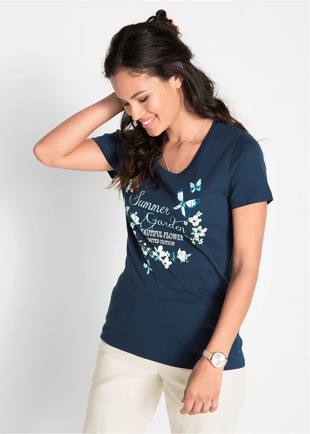 T-shirt coton • bleu foncé imprimé • product-page.page-title-suffix