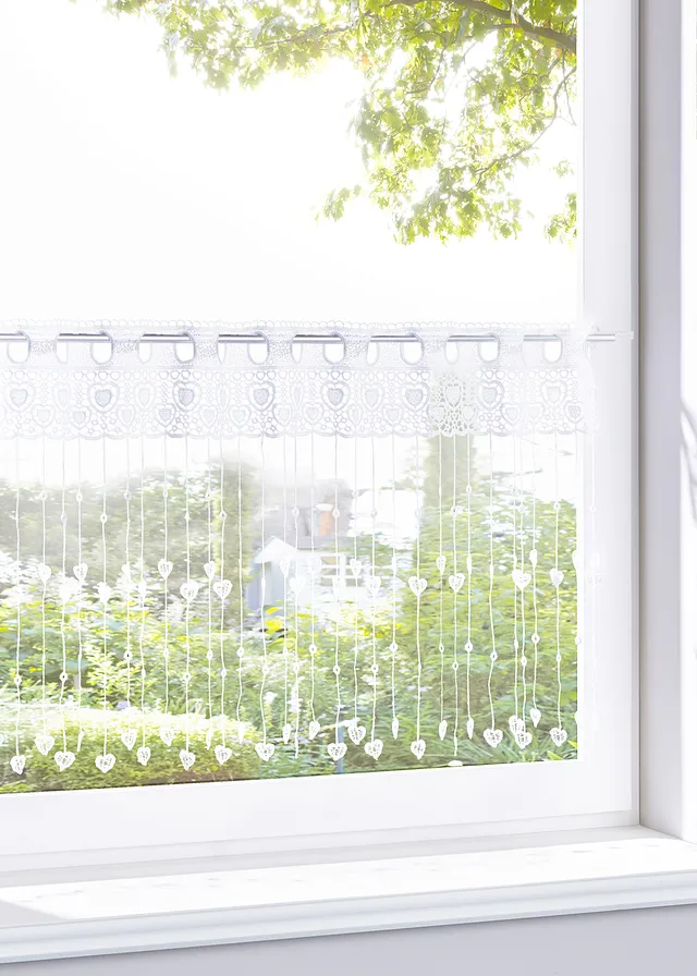 Vitrážková záclona se srdíčky • bílá • bonprix obchod