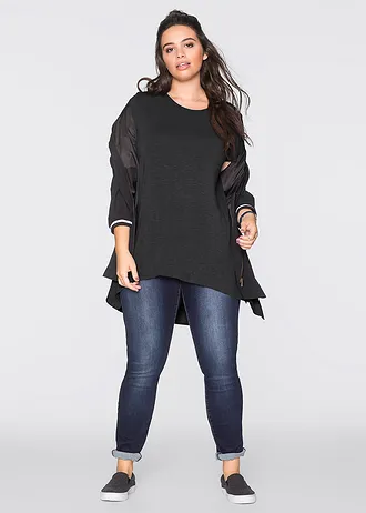 Tričko v asymetrické délce, barva: tmavě šedá