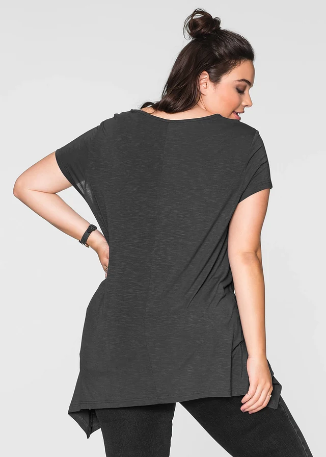 T-shirt à base asymétrique, Couleur: gris foncé