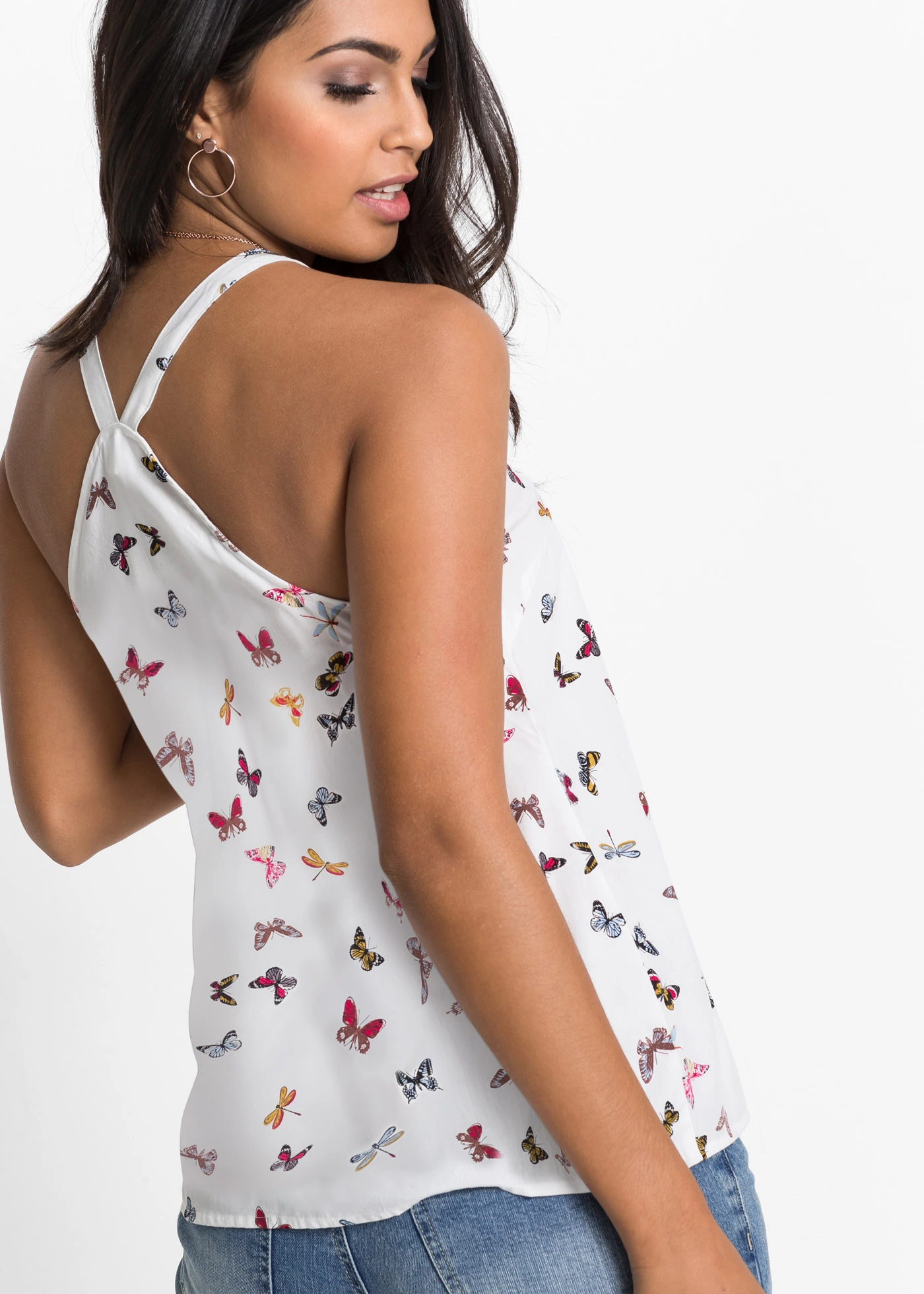 Blousetop van viscose • wit gedessineerd • bonprix online shop